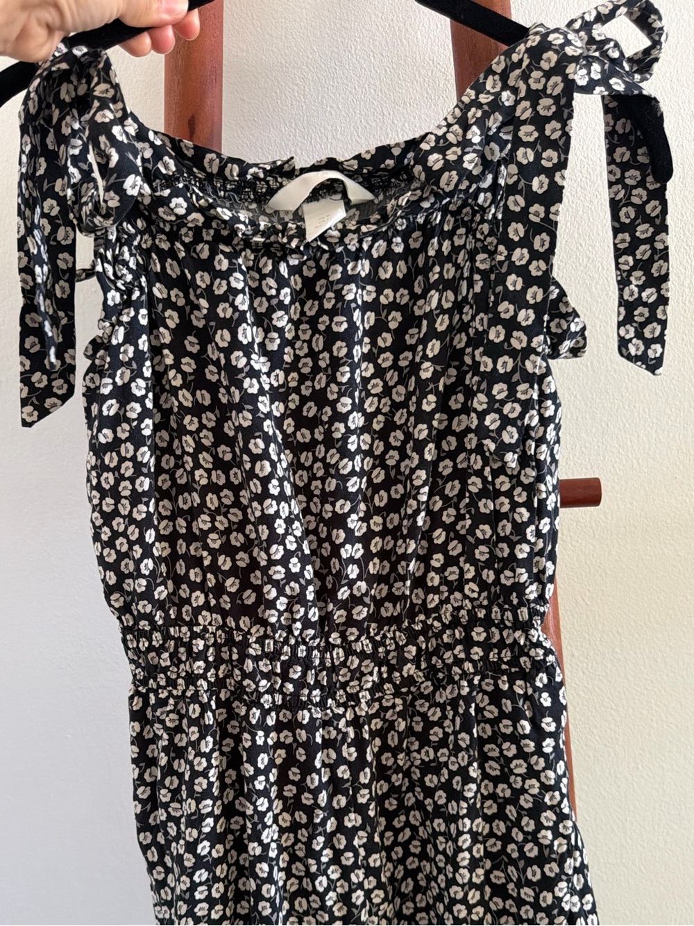 Black and white floral wide leg romper